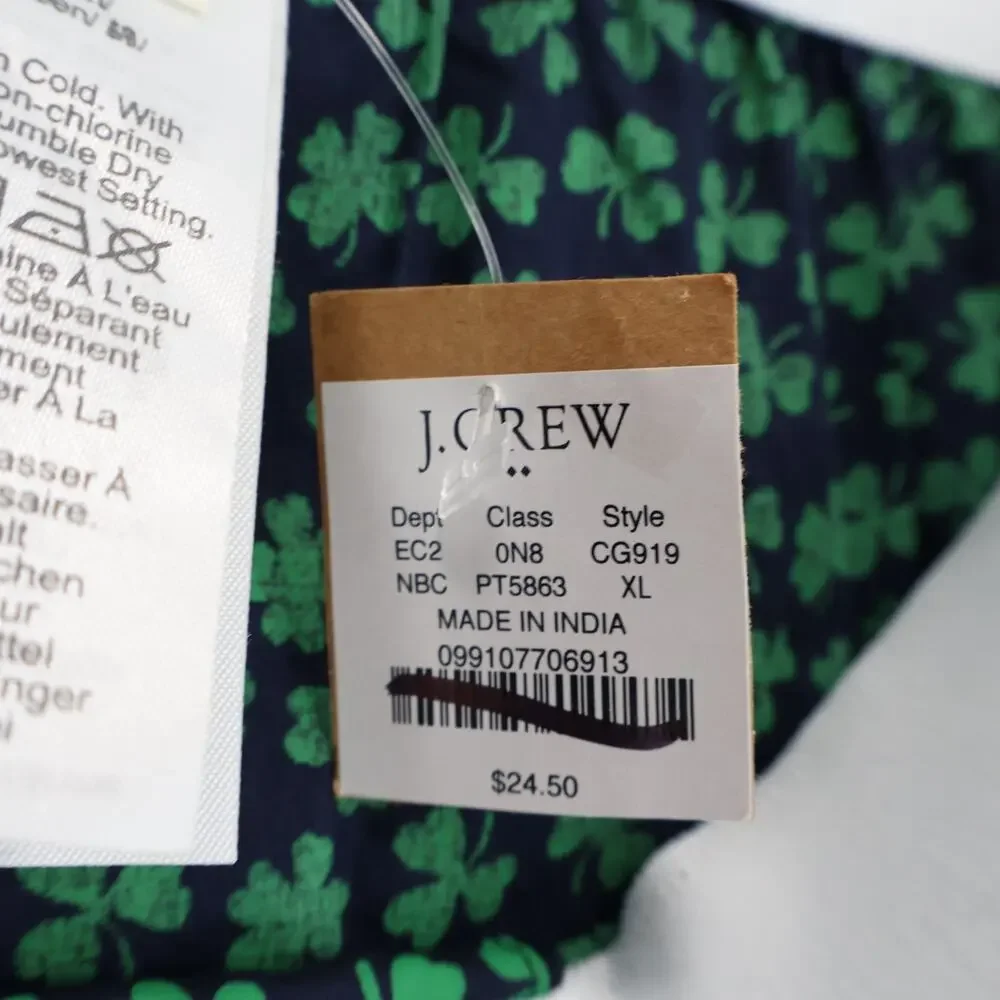 NWT J.Crew Crewcuts Boys' Clover Boxers Navy Green Bright Clover Size XL 12-14